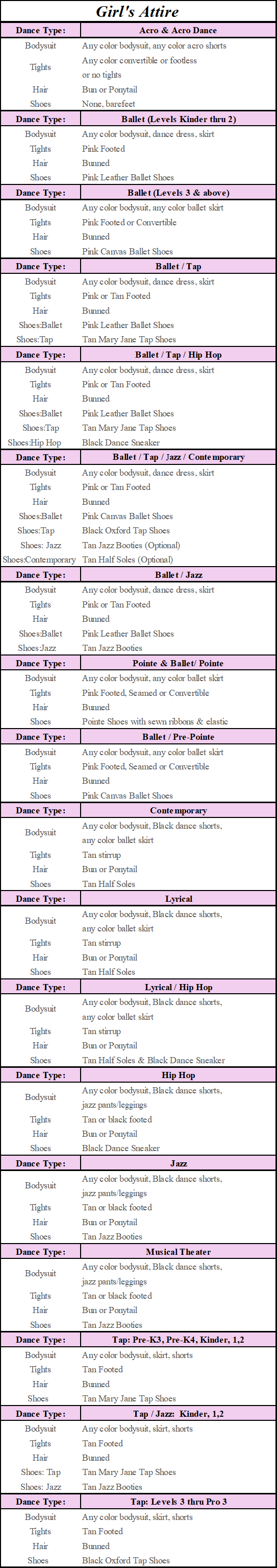 TSDC Attire Girls